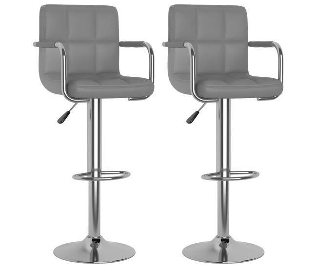 Vidaxl taburetes de cocina 2 unidades cuero sintético gris