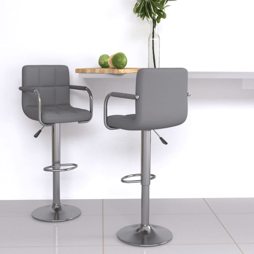 vidaXL Bancos de bar 2 pcs couro artificial cinzento vidaXL Bancos de bar 2 pcs couro artificial cinzento