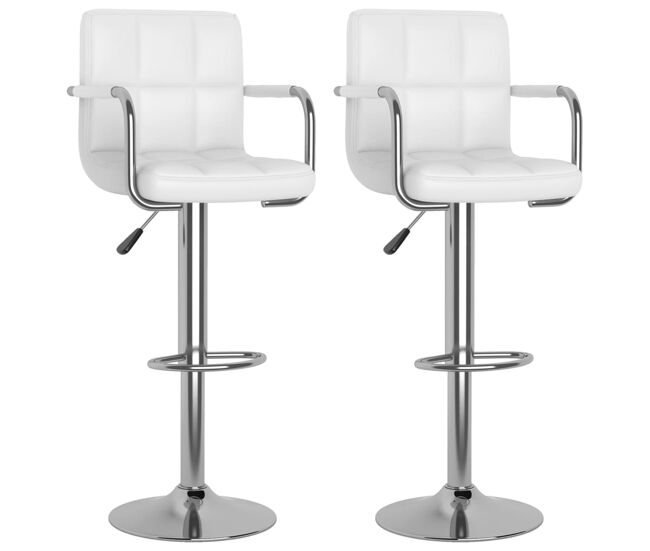Vidaxl taburetes de cocina 2 unidades cuero sintético blanco