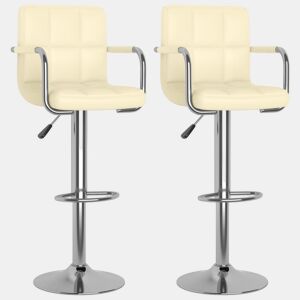 vidaXL Bancos de bar 2 pcs couro artificial cor creme