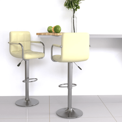 vidaXL Bancos de bar 2 pcs couro artificial cor creme