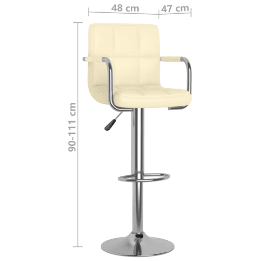 vidaXL Bancos de bar 2 pcs couro artificial cor creme