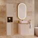 Conjunto de muebles con lavabo individual 2 puertas y columna Riva 50 Conjunto de muebles con lavabo individual 2 puertas y columna Riva 50 Beige