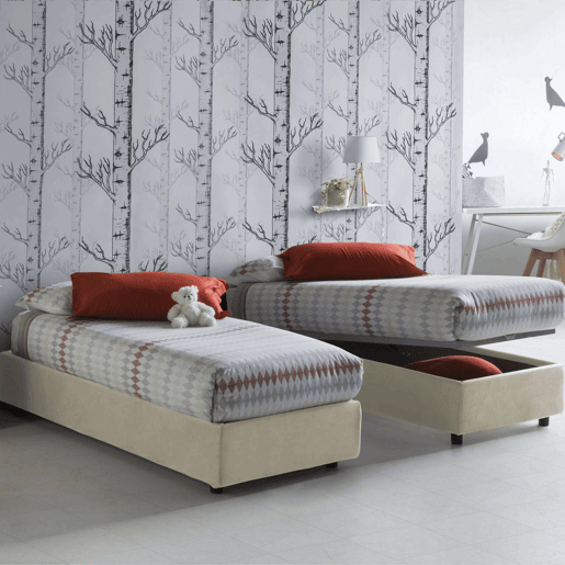 Cama de solteiro de tecido Cama de solteiro de tecido