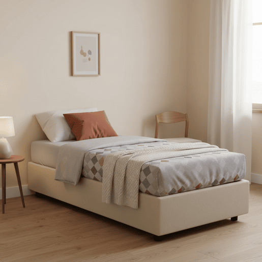 Cama de solteiro de tecido