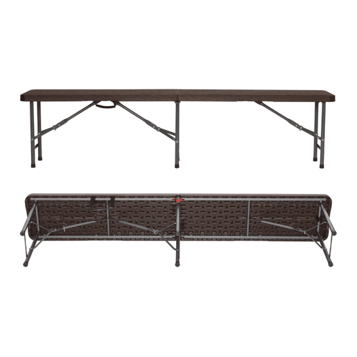 Banco de catering dobrável com efeito de madeira 180x28x43cm 7house