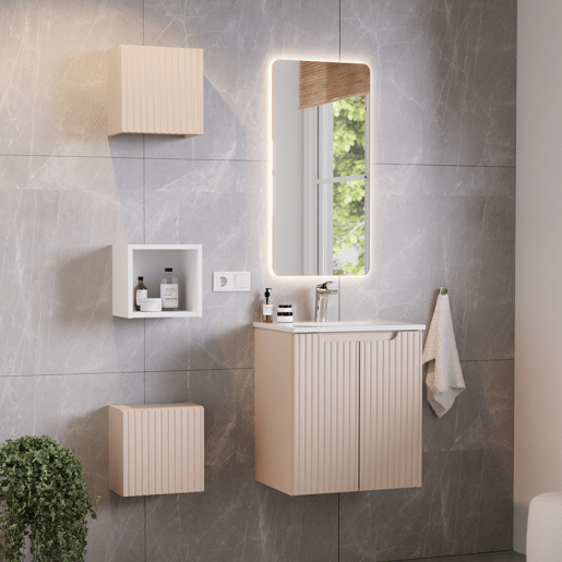 Móvel simples lavatório embutido 50cm 2 portas Riva Caxemira Móvel simples lavatório embutido 50cm 2 portas Riva Caxemira