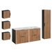 Conjunto Doble lavabo encastrado columna 3 armarios de pared Gaia Conjunto Doble lavabo encastrado columna 3 armarios de pared Gaia Madera