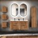 Conjunto Doble lavabo encastrado columna 3 armarios de pared Gaia Conjunto Doble lavabo encastrado columna 3 armarios de pared Gaia Madera
