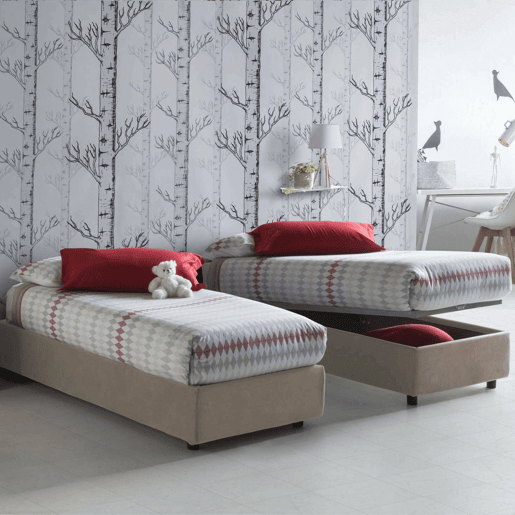 Cama de solteiro de tecido Cama de solteiro de tecido