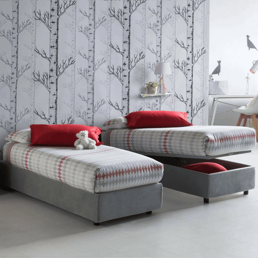 Cama de solteiro de tecido