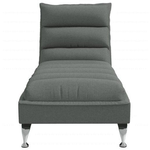 vidaXL Chaise lounge de massagem com almofadões tecido cinzento-escuro