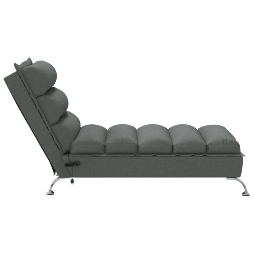 vidaXL Chaise lounge de massagem com almofadões tecido cinzento-escuro