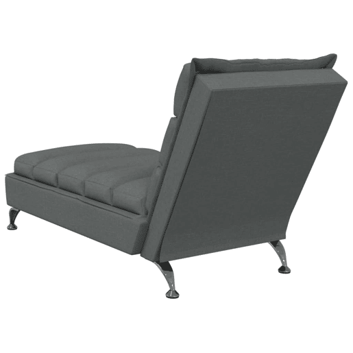 vidaXL Chaise lounge de massagem com almofadões tecido cinzento-escuro