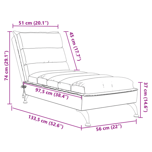 vidaXL Chaise lounge de massagem com almofadões tecido cinzento-escuro