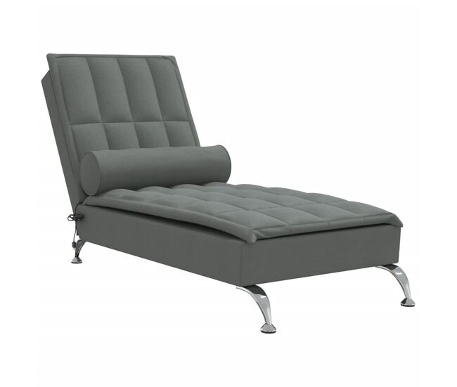 Vidaxl sofá diván de masaje con cojín de tela gris oscuro