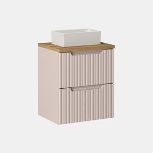 Móvel simples lavatório 50cm 2 gavetas Riva Caxemira e Madeira