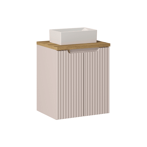 Móvel simples lavatório 50cm 2 portas Riva Caxemira e Madeira