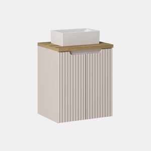 Móvel simples lavatório 50cm 2 portas Riva Caxemira e Madeira