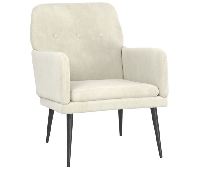 Vidaxl sillón de terciopelo crema 62x79x79 cm
