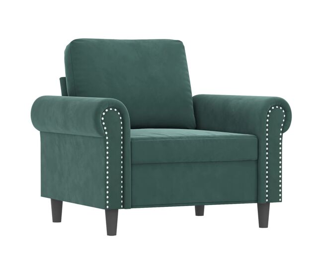Vidaxl sillón de terciopelo verde oscuro 60 cm