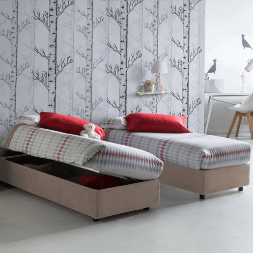 Cama de solteiro de tecido