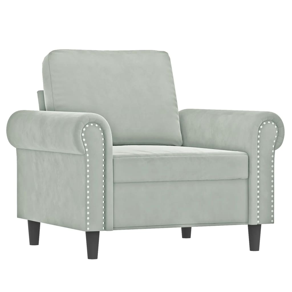 Vidaxl sillón de terciopelo gris claro 60 cm