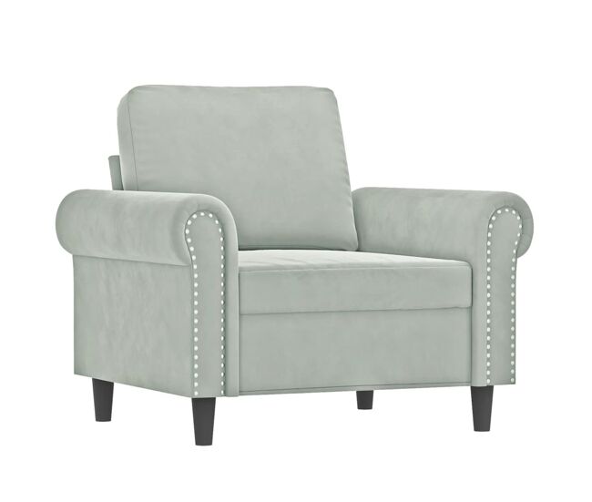 Vidaxl sillón de terciopelo gris claro 60 cm