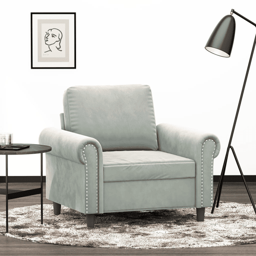 vidaXL Poltrona 60 cm veludo cinzento-claro vidaXL Poltrona 60 cm veludo cinzento-claro
