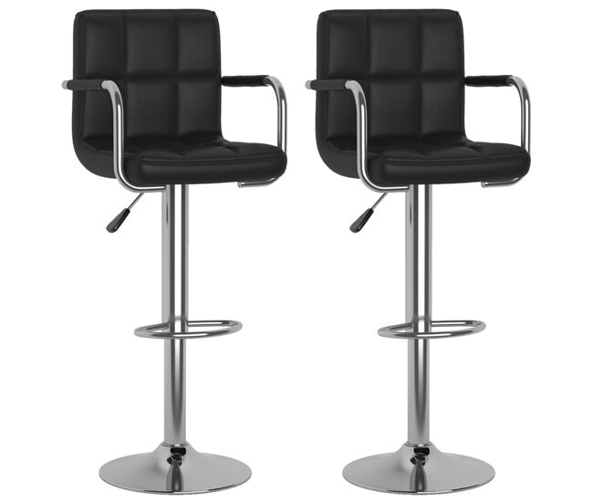 Vidaxl taburetes de cocina 2 unidades cuero sintético negro