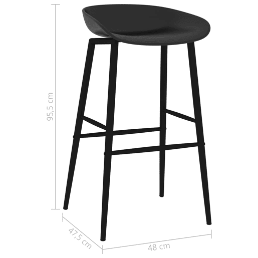 vidaXL Cadeiras de bar 2 pcs preto