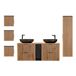 Conjunto Doble lavabo Columna y 3 armarios de pared Gaia 140 Conjunto Doble lavabo Columna y 3 armarios de pared Gaia 140 Negro/ Madera