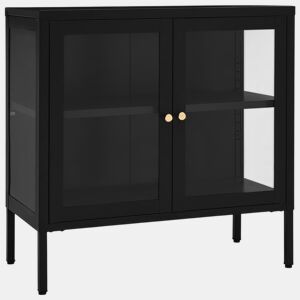 vidaXL Aparador 70x35x70 cm vidro e aço preto