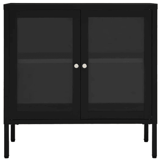 vidaXL Aparador 70x35x70 cm vidro e aço preto vidaXL Aparador 70x35x70 cm vidro e aço preto