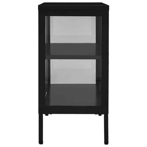 vidaXL Aparador 70x35x70 cm vidro e aço preto vidaXL Aparador 70x35x70 cm vidro e aço preto