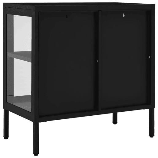 vidaXL Aparador 70x35x70 cm vidro e aço preto vidaXL Aparador 70x35x70 cm vidro e aço preto