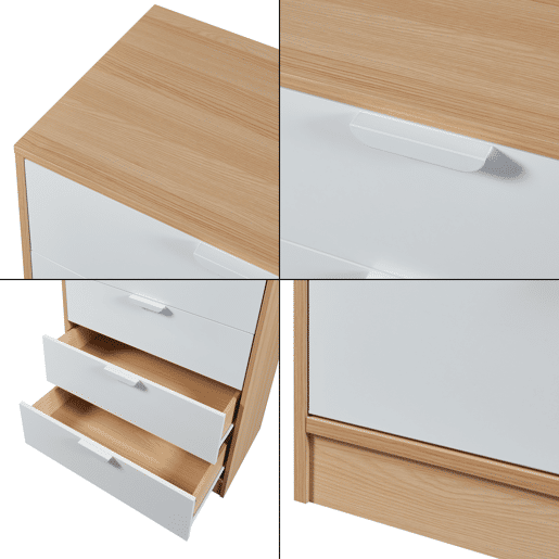 Aparador Varkaus com 4 gavetas MDF 90x70x40 cm - CarvalhoBranco en.casa.