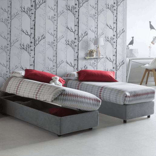 Cama de solteiro de tecido Cama de solteiro de tecido