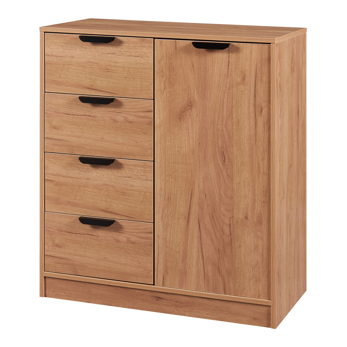 Aparador Varkaus con 4 cajones + 1 puerta MDF 80 Roble