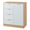Aparador Varkaus com 4 gavetas + 1 porta MDF 90x80x40 cm - CarvalhoBranco en.casa.
