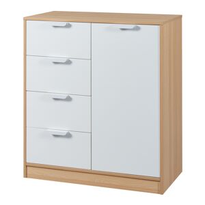 Aparador Varkaus com 4 gavetas + 1 porta MDF 90x80x40 cm - CarvalhoBranco en.casa.