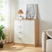Aparador Varkaus con 4 cajones + 1 puerta MDF 80 Aparador Varkaus con 4 cajones + 1 puerta MDF 80 Natural/ Blanco