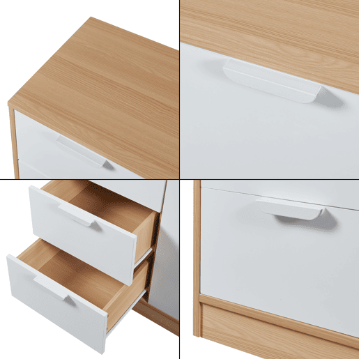 Aparador Varkaus com 4 gavetas + 1 porta MDF 90x80x40 cm - CarvalhoBranco en.casa.