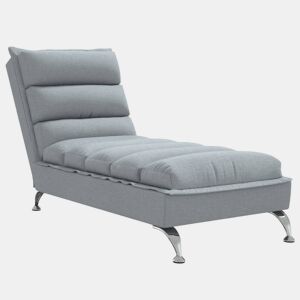 vidaXL Chaise lounge com almofadões tecido cinzento-claro