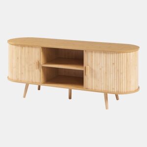 Aparador Nordkapp com 2 portas MDF bambu 140x40x56cm - Natural en.casa.