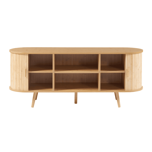 Aparador Nordkapp com 2 portas MDF bambu 140x40x56cm - Natural en.casa.