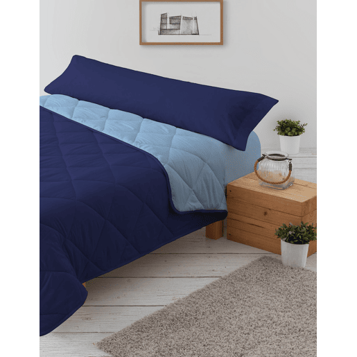 Edredão Enchimento 300gr Cama Reversível Bicolor 135cm (220x220cm) Azul  Azul Donegal Collections