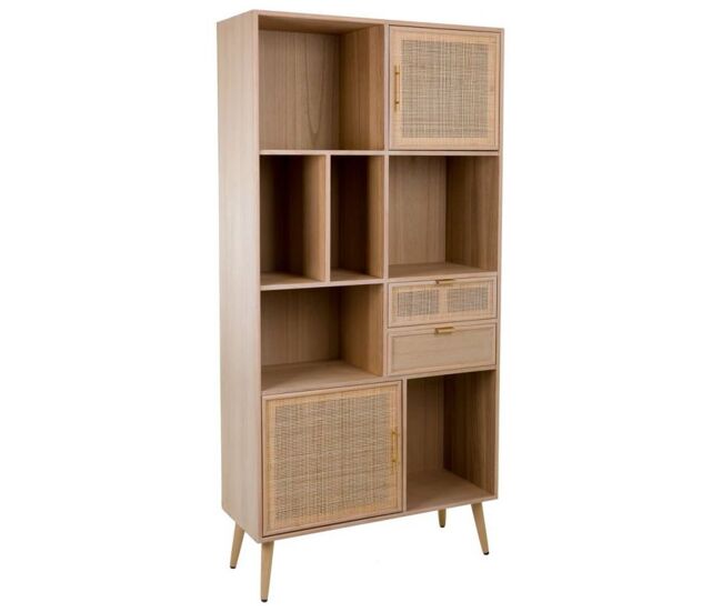 Librería estantería de madera y rejilla marrón 90x37x189