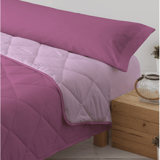Edredão Enchimento 300gr Cama Reversível Bicolor 90cm (150x220cm) Rosa  Rosa Donegal Collections