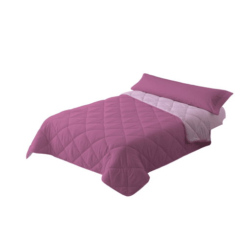 Edredão Enchimento 300gr Cama Reversível Bicolor 105cm (180x220cm) Rosa  Rosa Donegal Collections